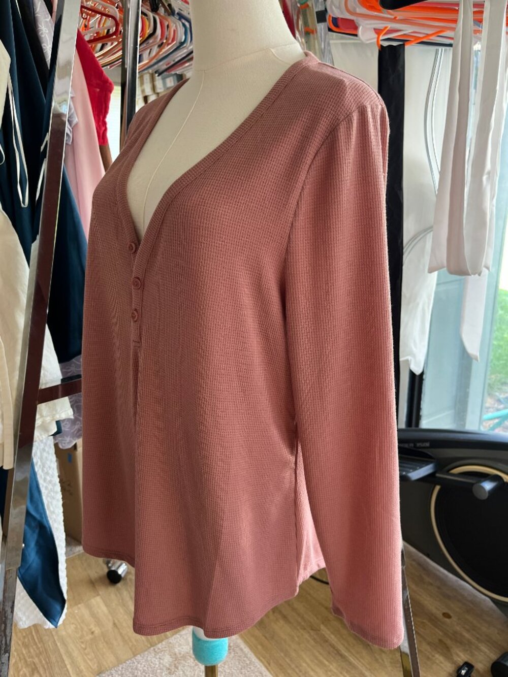Athleta Wind Down Waffle Knit Sleep Top Palermo Pink XL - Picture 10 of 11